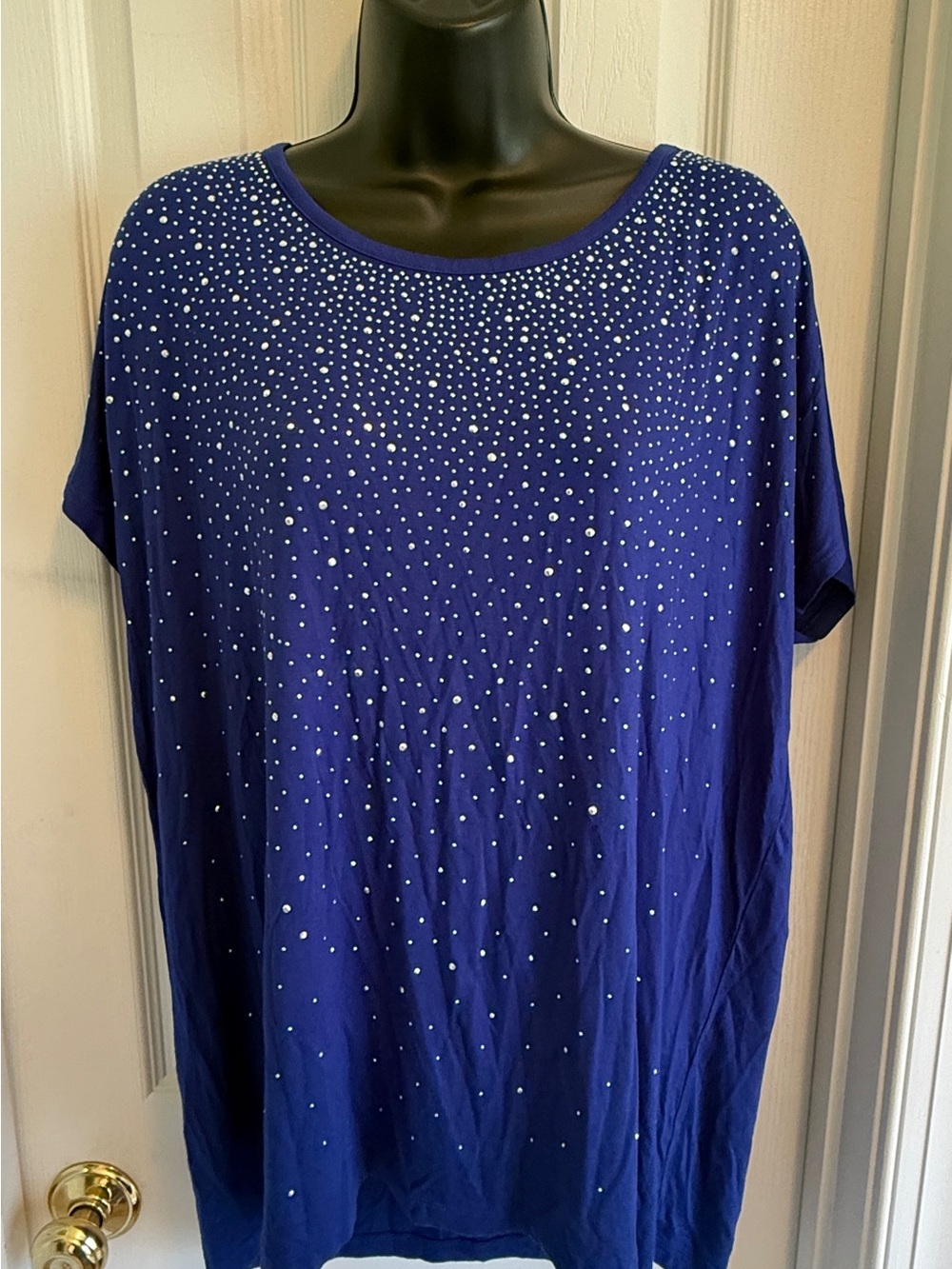 Design History Royal Blue Short Sleeve Top with Stud Detail